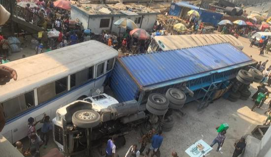 Truck Falls Off Oshodi Bridge, One Hurt