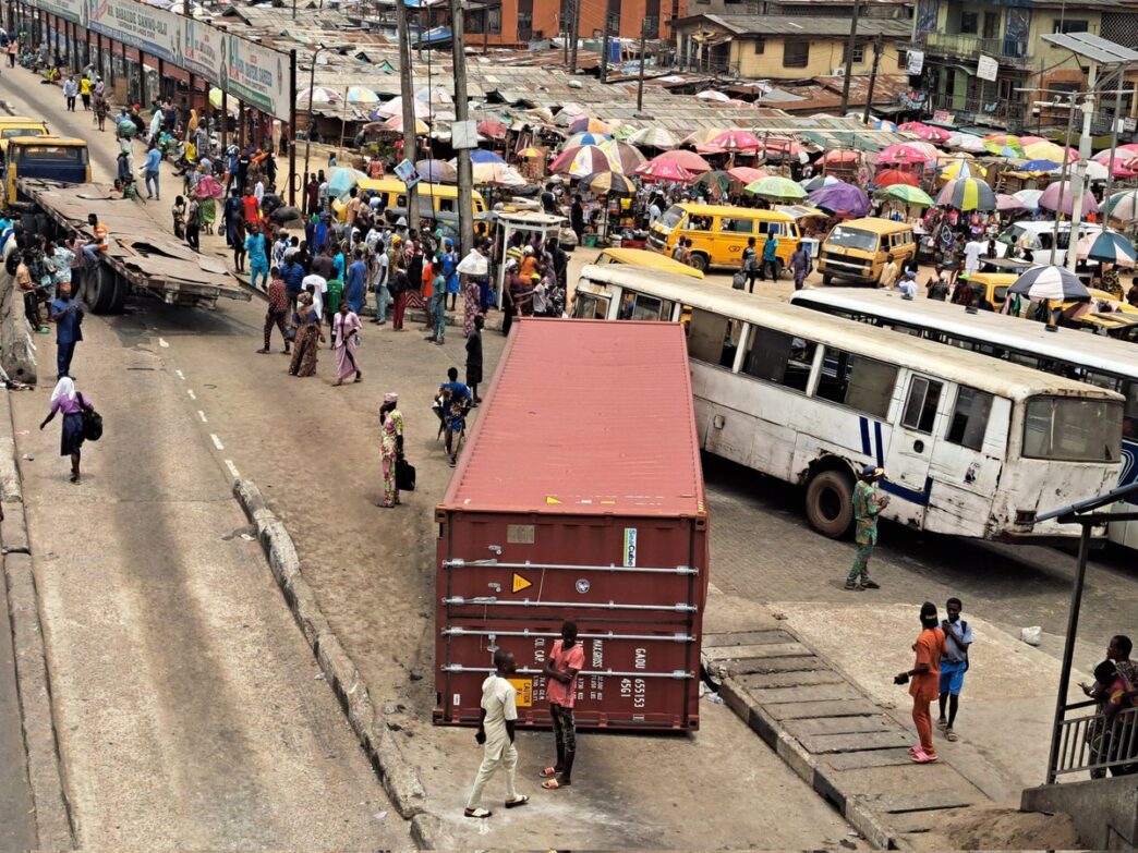 Container Truck Overturns in Lagos, No Casualty - LASTMA