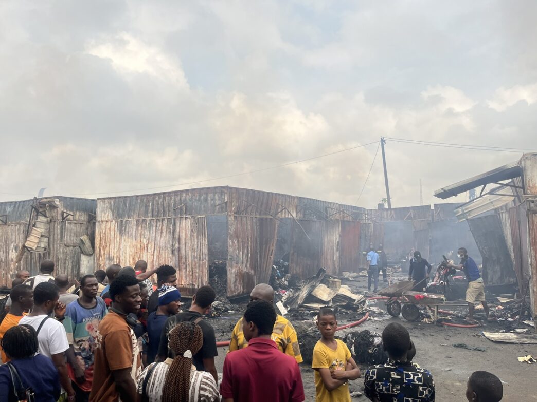 Pictures: Fire Guts Part of Arena Market in Lagos