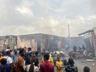 Pictures: Fire Guts Part of Arena Market in Lagos
