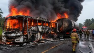 Bus-Tanker Crash Kills 16 in Indonesia